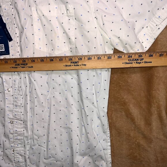 NWT Michael Brandon Men XL White Blue Short‎ Sleeve Button Up Slim Fit Shirt (M) - Picture 6 of 6